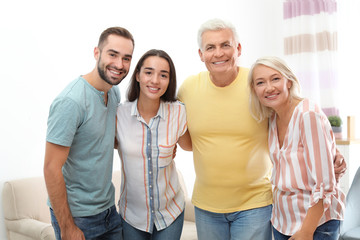 Obraz premium Portrait of happy family at home. Reunion of generations