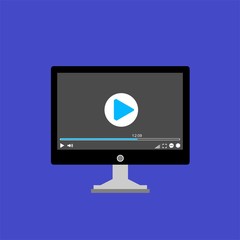 Video tutorials, study and learning concept. Vector flat illustration - Vector