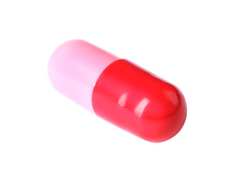 Pill on white background. Medical care and treatment