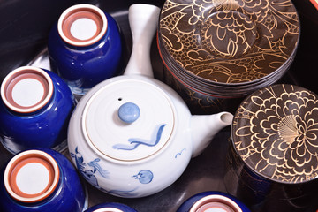 Japanese style tea se on table 