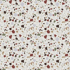 Autumn Terrazzo Seamless Pattern - Abstract Terrazzo design in autumnal colors