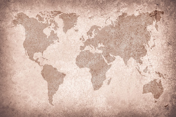 Fototapeta na wymiar World map vintage pattern/ art concrete texture on background in black.