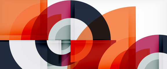 Fototapeta premium Modern geometric circles abstract background, colorful round shapes with shadow effects