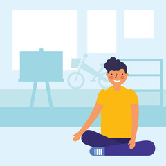 boy teen sitting in the classroom