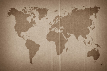 World Map vintage pattern on paper background in color  tone/ Natural Recycled Paper Texture.