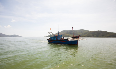 Fishing boat on the sea in Vietnam