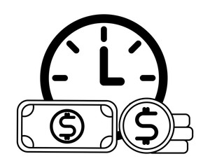 clock banknote and coin business