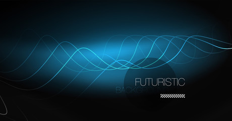 Neon lines wave background. Abstract composition