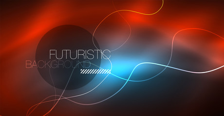 Neon lines wave background. Abstract composition