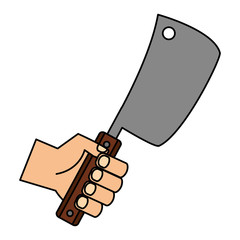 hand holding meat cleaver