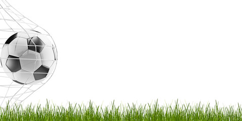 soccer ball and blades of grass 3d-illustration © wetzkaz