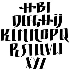 Grunge old pen gothic font. Blackletter script. Vector illustration.