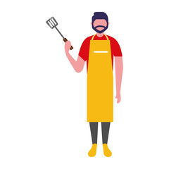 man with apron and spatula utensil