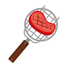 barbecue grill with meat steak