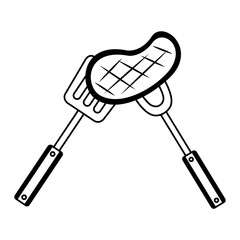 meat steak with fork and spatula