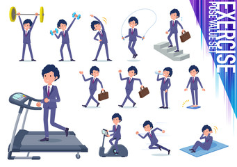 flat type blue suit curly hair men_exercise