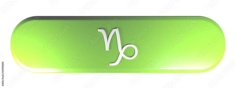 Aufkleber zodiac capricorn icon green rounded rectangle push button - 3d rendering illustration