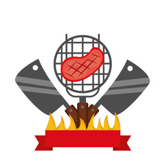 barbecue knives and grill steak emblem