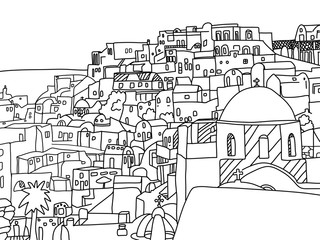 그리스 산토리니 섬 일러스트 