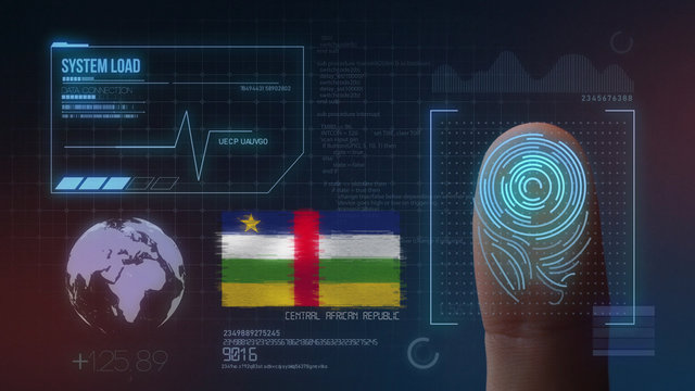 Finger Print Biometric Scanning Identification System. Central African Republic Nationality - Powered by Adobe