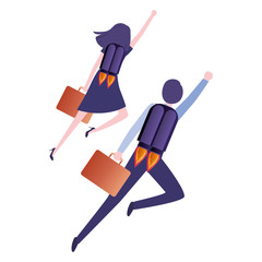 Fototapeta premium business couple with rocket avatar character