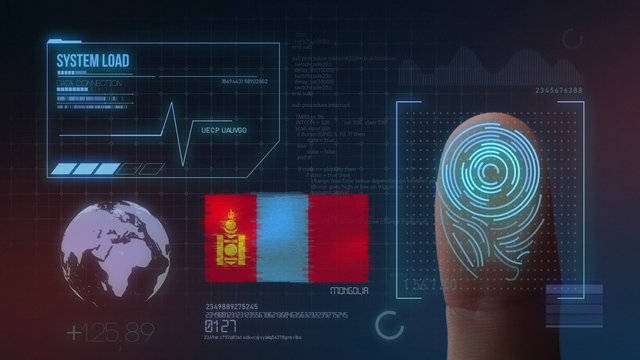 Finger Print Biometric Scanning Identification System. Mongolia Nationality - Powered by Adobe