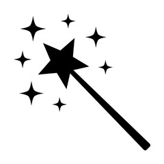 Magic wane with star and sparks or miracle wish flat vector icon for apps and games