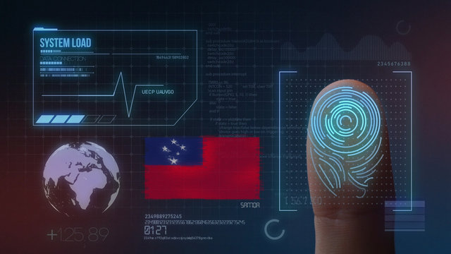 Finger Print Biometric Scanning Identification System. Samoa Nationality - Powered by Adobe