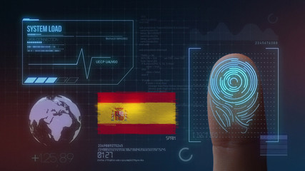 Finger Print Biometric Scanning Identification System. Spain Nationality