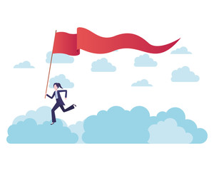 Fototapeta premium businesswoman with flag character