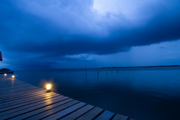 raining cloud over the sea