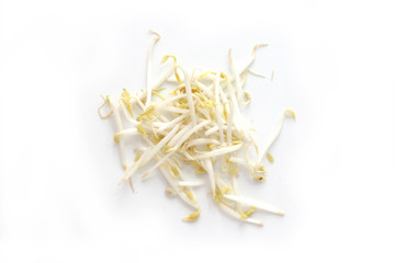 bean sprouts, soybean sprouts on a white background