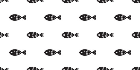 fish seamless pattern vector salmon shark fin dolphin whale ocean sea background isolated repeat wallpaper