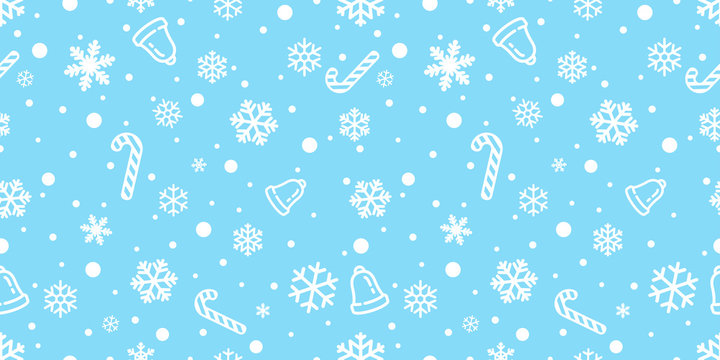 Snowflake seamless pattern vector Christmas snow Xmas Santa Claus candy cane bell scarf isolated repeat wallpaper tile background illustration gift wrapping paper