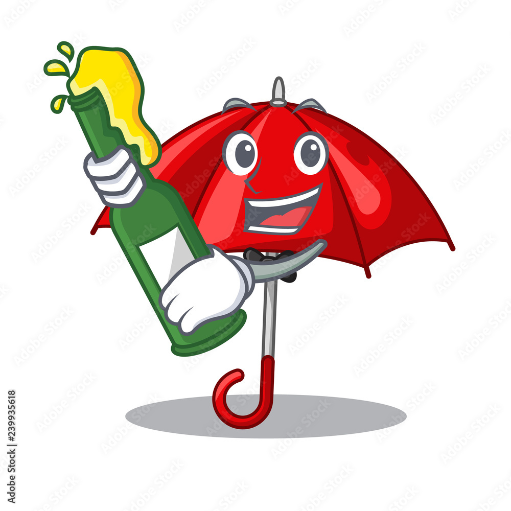 Poster With beer red umbrella in shape cartoon funny