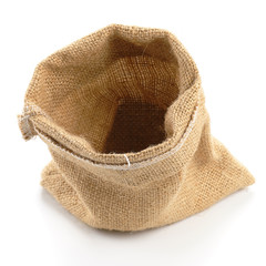 Empty burlap sack bag on white background - Image