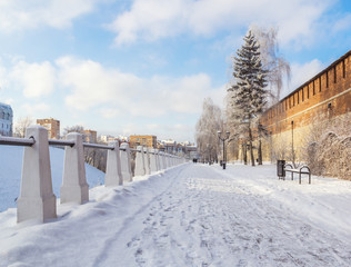 Snow on Kremlin Boulevard in Nizhny Novgorod