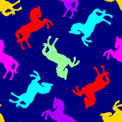 Obraz na płótnie Canvas Colorful horse seamless pattern. Vector illustration isolated on white background.