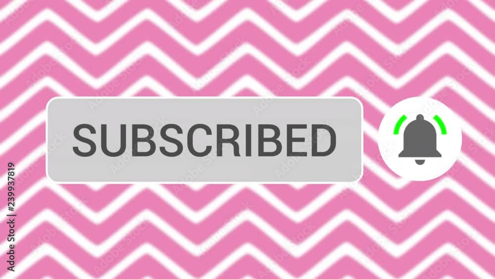 Poster mouse clicking subscribe button and bell notification with white border and light pink waves backgro