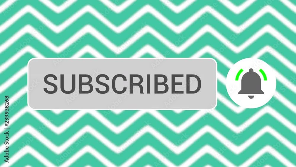 Aufkleber mouse clicking subscribe button and bell notification with white border and light green waves backgr
