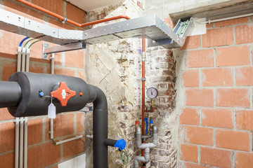 a room with industrial heating