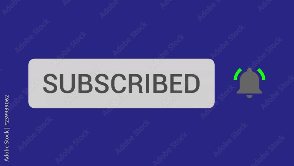 Poster mouse clicking subscribe button and bell notification with deep blue background.