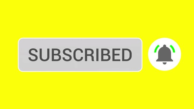 Mouse Clicking Subscribe Button and Bell Notification with White Border and Yellow Background.