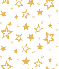 Seamless pattern of sketches of the yellow asterisks.