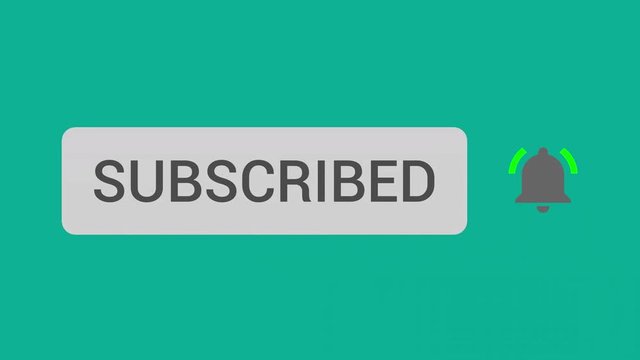 Mouse Clicking Subscribe Button and Bell Notification with Teal Background.