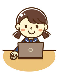 女子中高生　パソコン