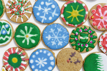 Decorated cookies for New Year and Christmas celebration.