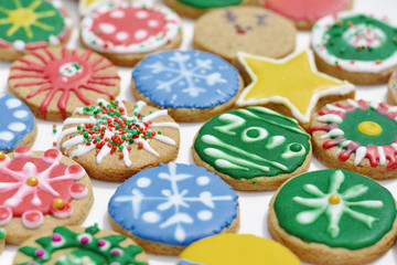 Decorated cookies for New Year and Christmas celebration.