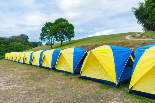 Tent camping place at Doi Samer Dao. Sri Nan national park, Nan Province, Thailand