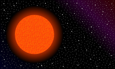 Red star in space. © konstan